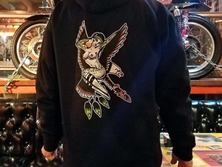 Full Color Eagle Pinup Mens Pullover Hoodie For Sale