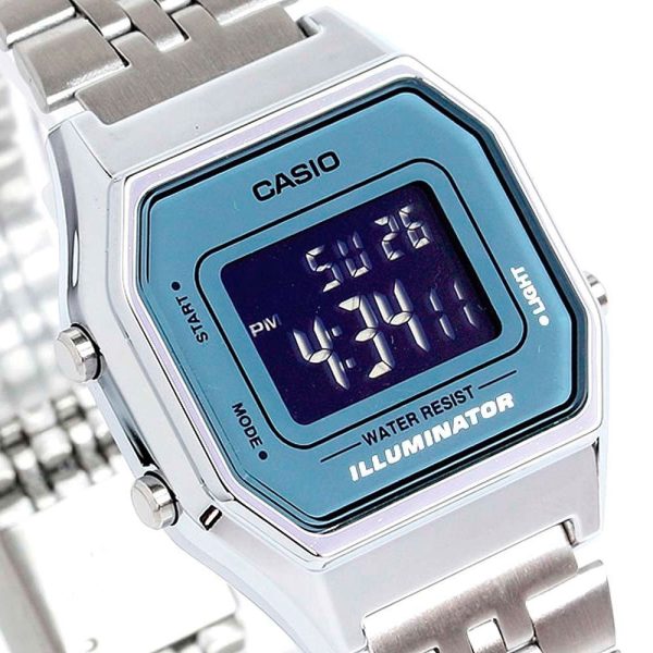 Reloj Casio Vintage LA680WA-2BDF Plateado Pantalla Negativa Online Hot Sale