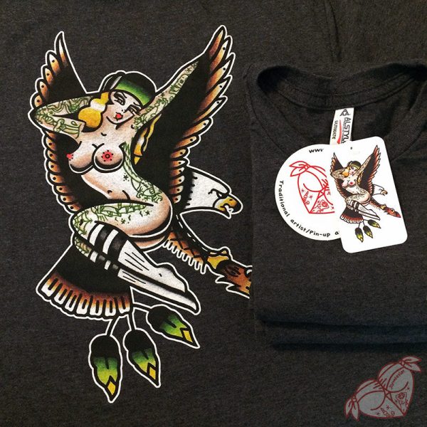 Full Color Eagle Pin Up Mens Tee Discount