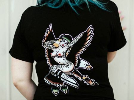 Full Color Eagle Pin Up Mens Tee Discount