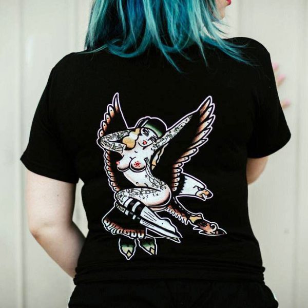 Full Color Eagle Pin Up Mens Tee Discount