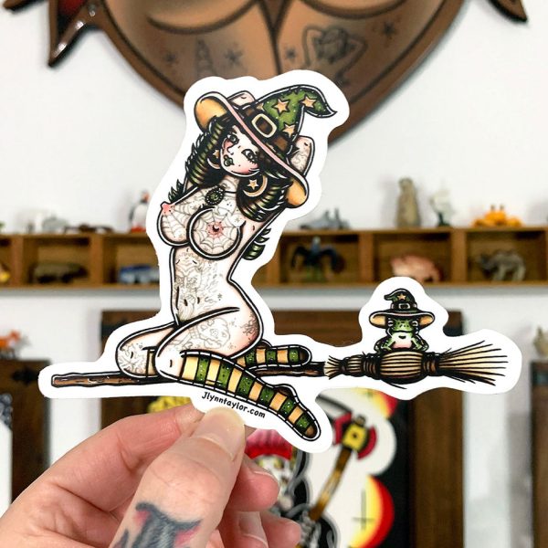 Witch and Toad Sticker For Discount