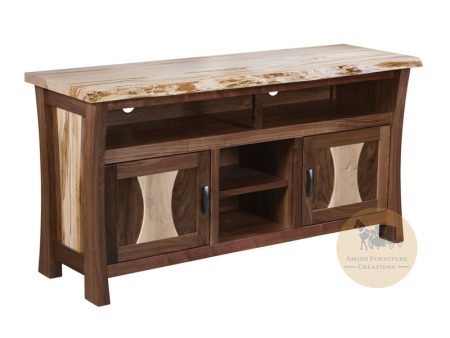 60  Live Edge Top Entertainment Console - Rustic Walnut & Ambrosia Maple Cheap