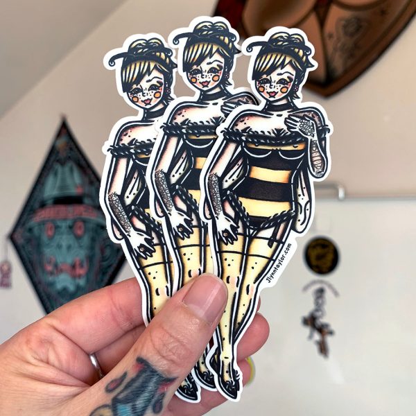 Honey Bee Pinup Sticker Cheap