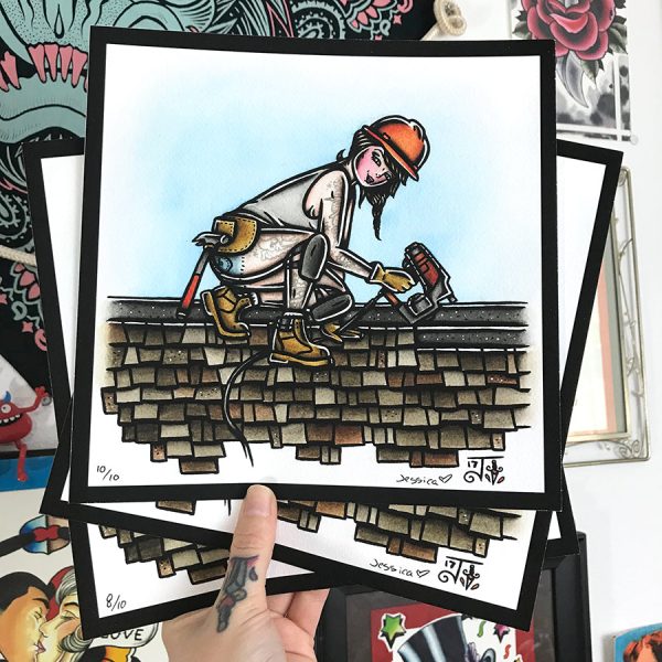 Roofer Pinup Print Online Sale