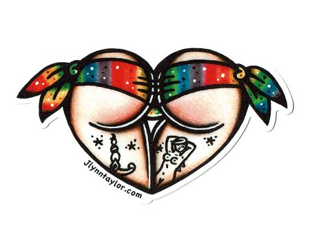 Rainbow Sparkle Scrunch Butt Heart Sticker For Sale