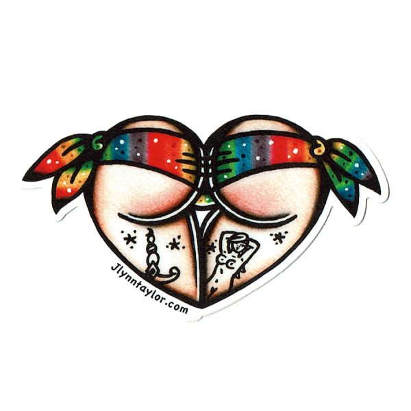 Rainbow Sparkle Scrunch Butt Heart Sticker For Sale