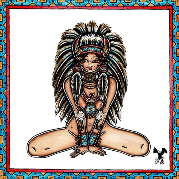 Victory Headdress Pinup Original Painting Hot on Sale