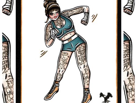 Bare Knuckle Boxer Pinup Original Painting Discount