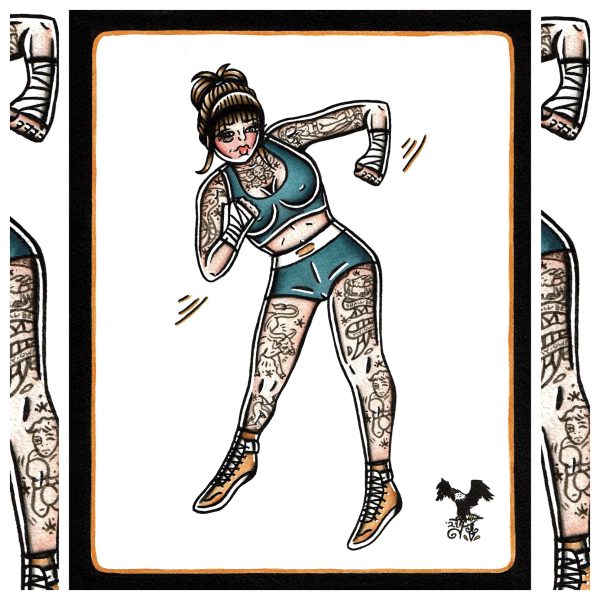 Bare Knuckle Boxer Pinup Original Painting Discount