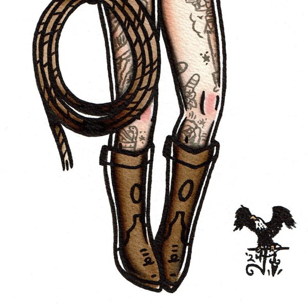 Rope Cowgirl Pinup Original Painting on Sale