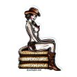 Haystack Cowgirl Pinup Sticker For Discount