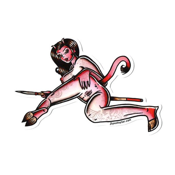 Horny Devil Pinup Sticker Online Hot Sale