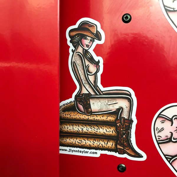 Haystack Cowgirl Pinup Sticker For Discount