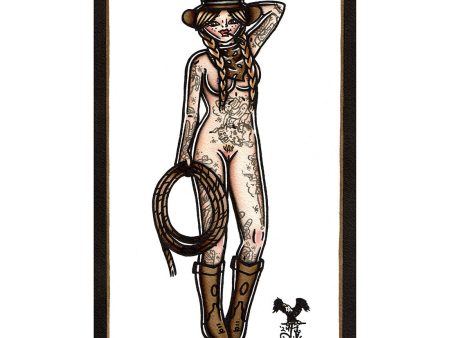 Rope Cowgirl Pinup Original Painting on Sale