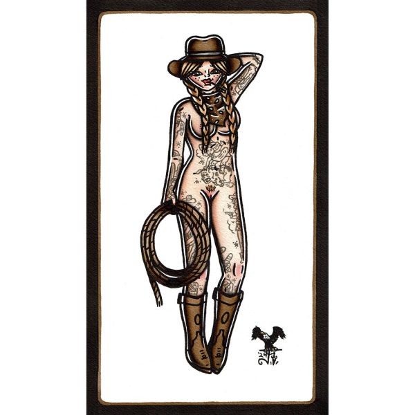 Rope Cowgirl Pinup Original Painting on Sale