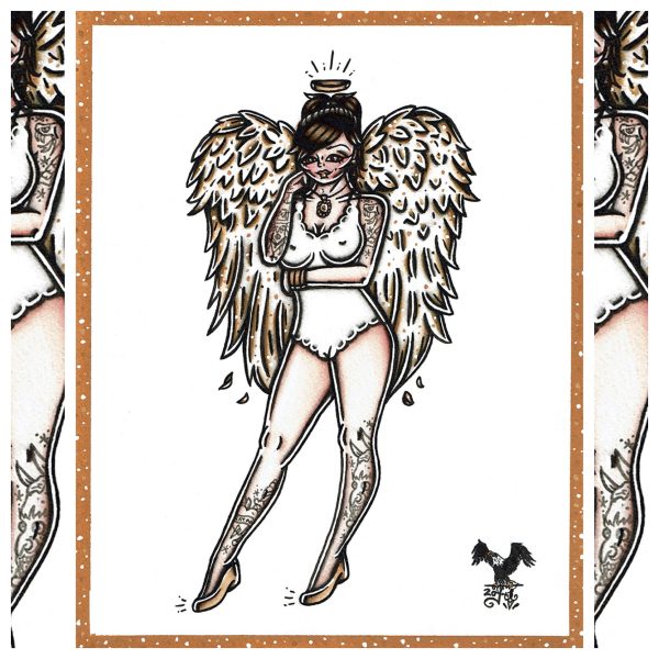 Angel Pinup Original Painting on Sale