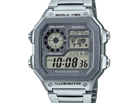 Reloj World Time Royale Casio Vintage AE-1200WHD-7AVCF Plateado [EXCLUSIVO] Supply