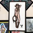 Rope Cowgirl Pinup Original Painting on Sale