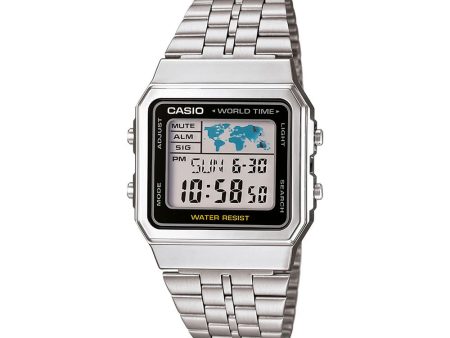 Reloj World Time Casio Vintage A500WA-1DF Plateado Hot on Sale