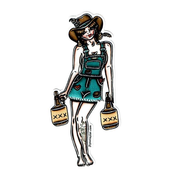 Moonshiner Pinup Sticker Online now