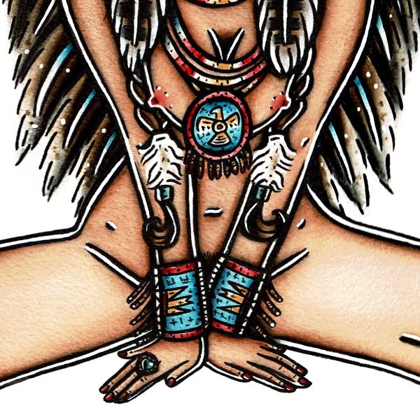 Victory Headdress Pinup Original Painting Hot on Sale