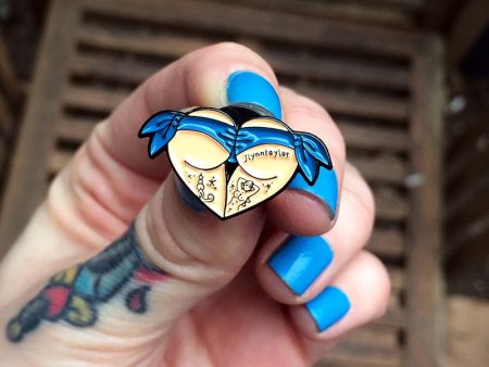 Blue Scrunch Butt Heart Enamel Pin Sale