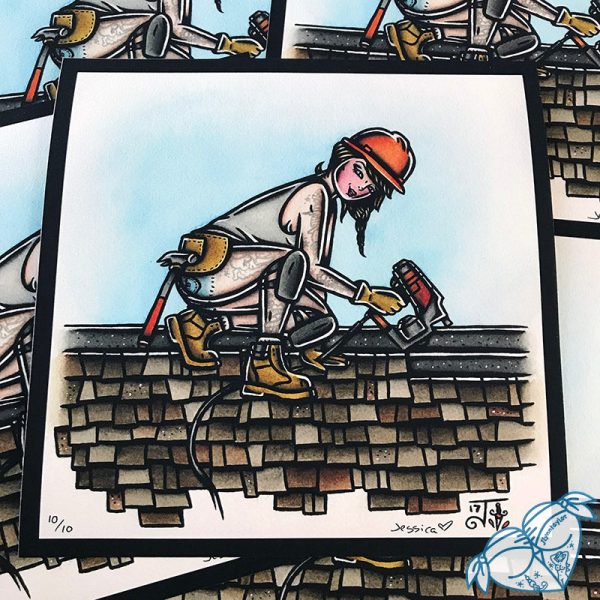 Roofer Pinup Print Online Sale