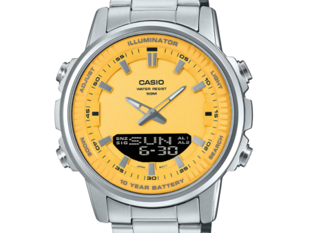 Casio Análogo-Digital AMW-880D-9AV Full Acero Amarillo Online Sale