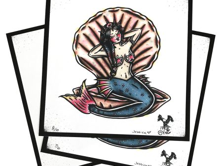 Clamshell Mermaid Print For Discount