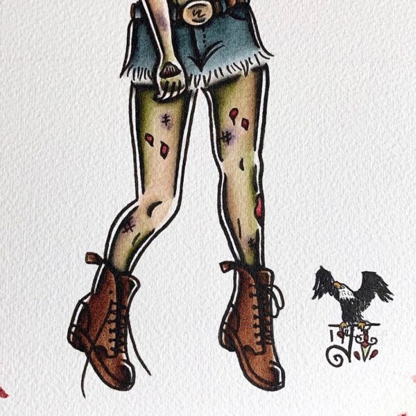 Zombie Pinup Original Painting Online Sale