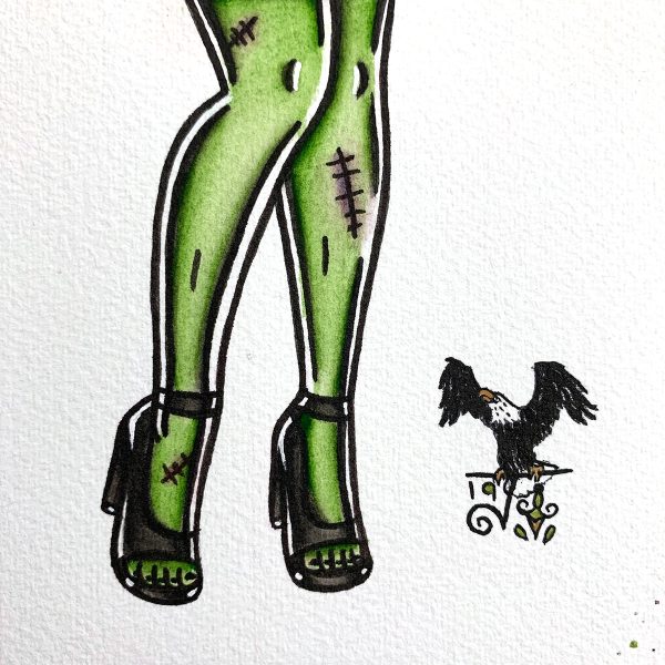 Lady Frankenstein Original Painting For Cheap