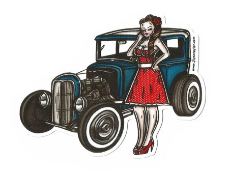 Model A Ford Coupe Pinup Sticker Discount