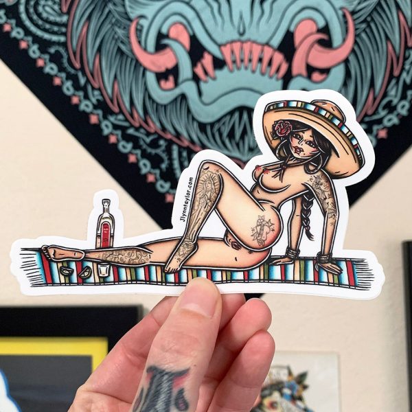 Maria Tequila Pinup Sticker For Sale