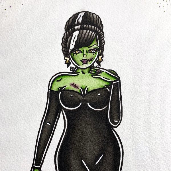 Lady Frankenstein Original Painting For Cheap