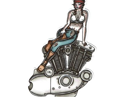 Ironhead Engine Pinup Sticker For Discount