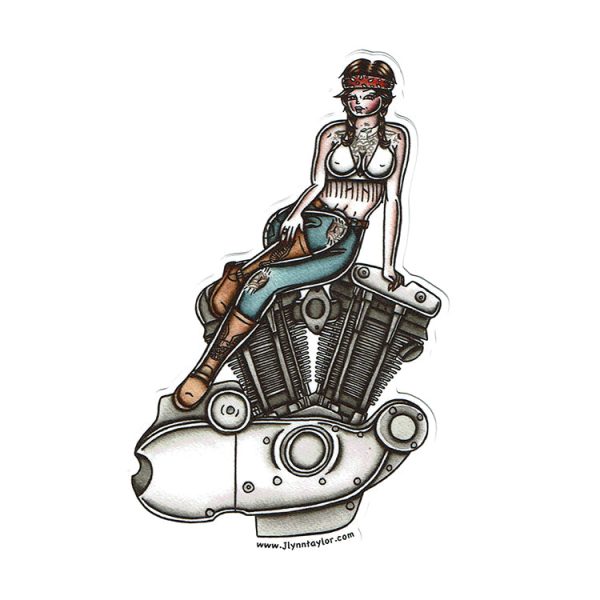 Ironhead Engine Pinup Sticker For Discount