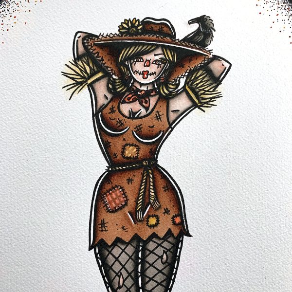 Scarecrow Pinup Original Painting For Cheap