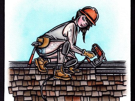 Roofer Pinup Original Painting on Sale