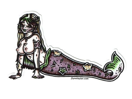 Starfish Mermaid Pinup Sticker Discount