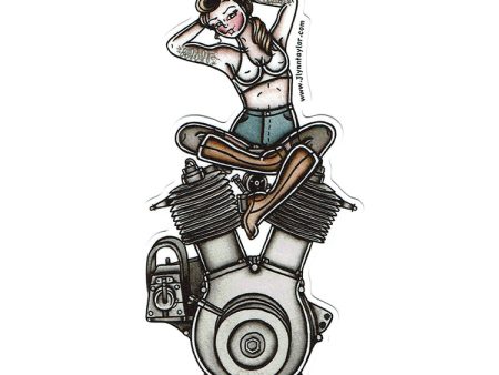 1909 V-Twin Engine Pinup Sticker For Cheap