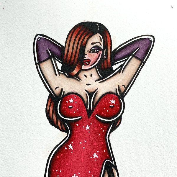 Mrs. Rabbit Pinup Original Painting For Cheap