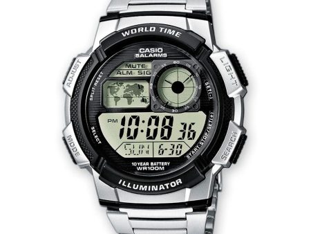 Reloj World Time Royale Casio Vintage AE-1000WD-1AVDF Plateado For Discount