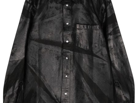 Foil-Print Denim Shirt Jacket Online Sale