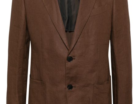 Notched-Lapel Linen Blazer Discount