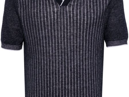 Spread-Collar Ribbed Polo Shirt Fashion