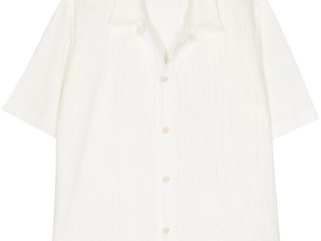 Waffle-Pattern Bowling Shirt For Discount