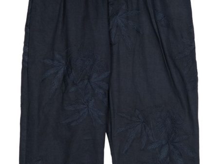 Floral-Embroidered Cropped Trousers on Sale